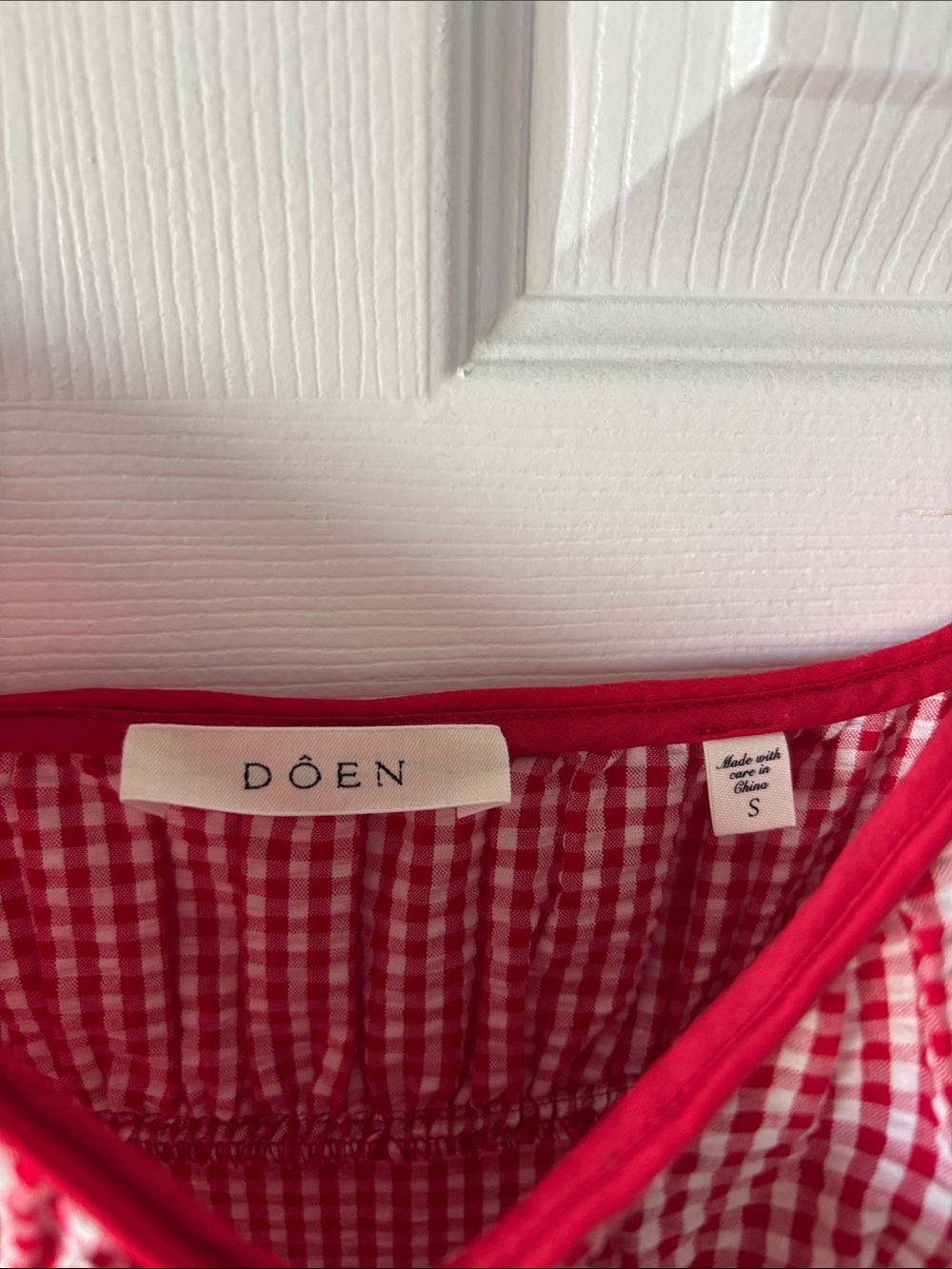 Doen Red and White Belline Gingham Midi Dress - Picture 3 of 6